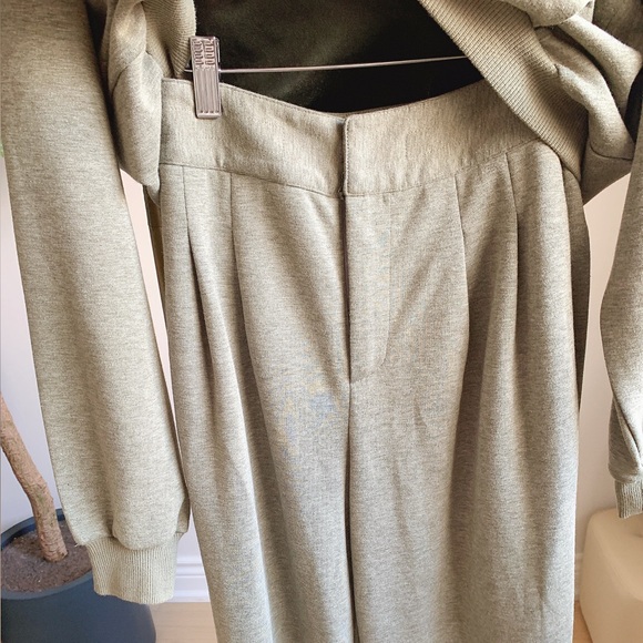 Sage Green Cropped Hoodie Wide Leg Pants Set S - Picture 5 of 7
